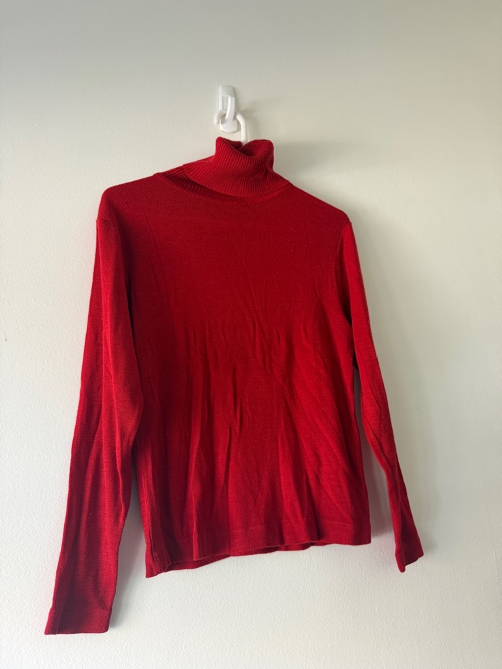 Women's Red Turtleneck Sweater - Classic Lightweight Knit